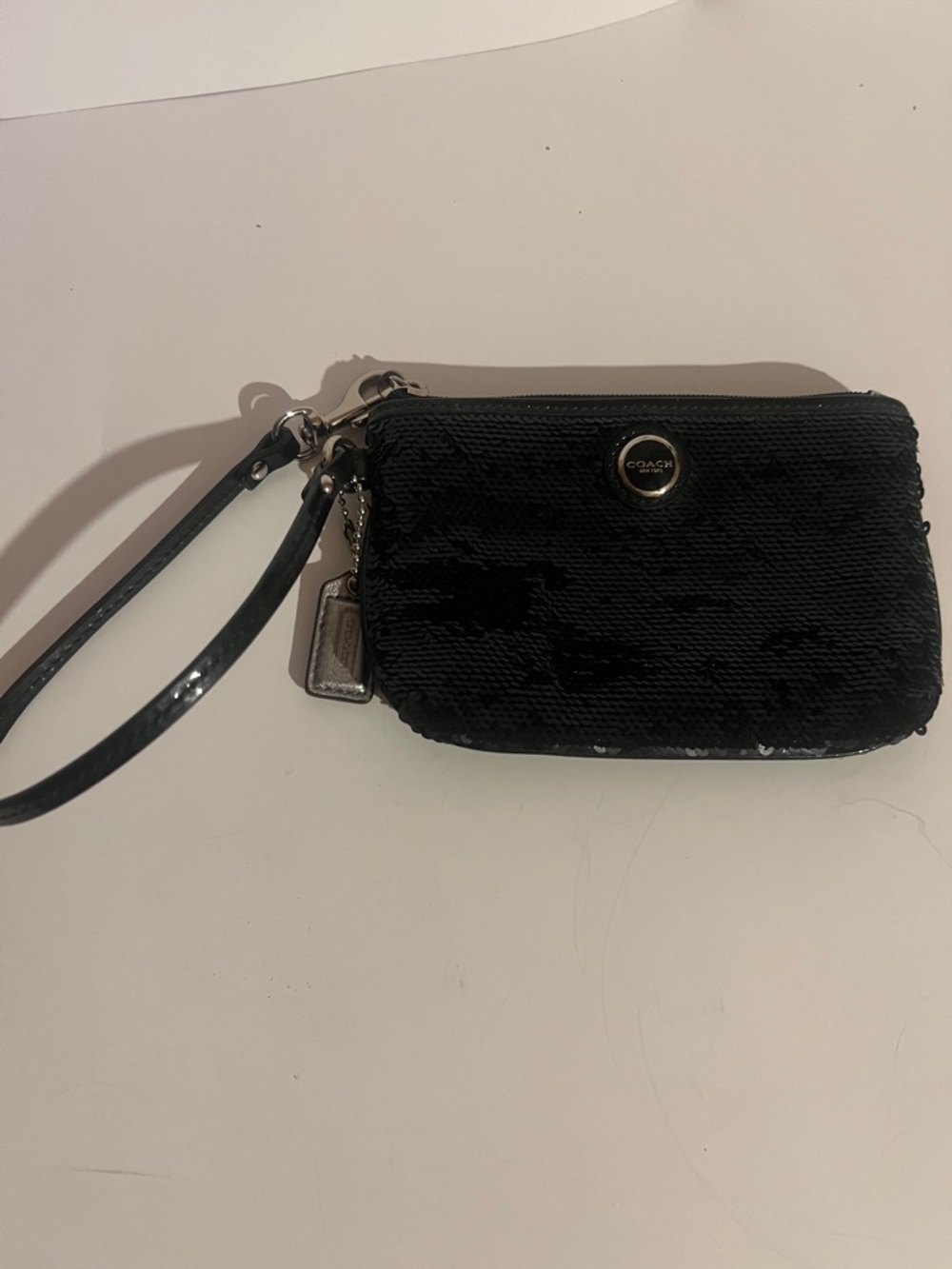 COACH Black Sequin Wristlet